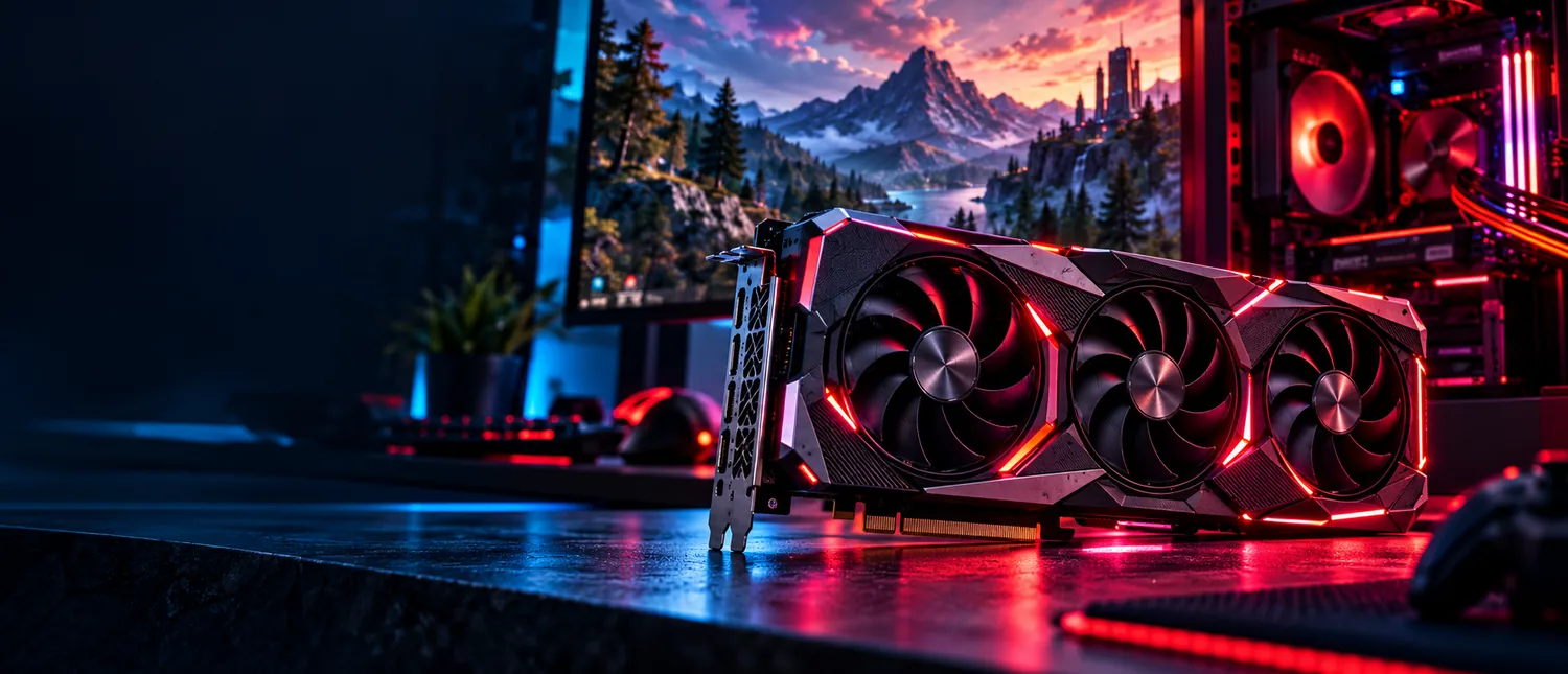 Illustrative GPU comparison scene, not a photo of either exact board